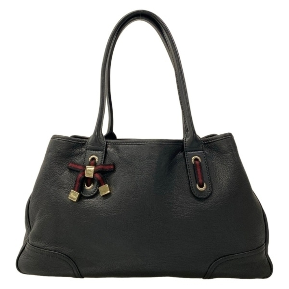 Gucci Tote Bag Princy Leather Black Red